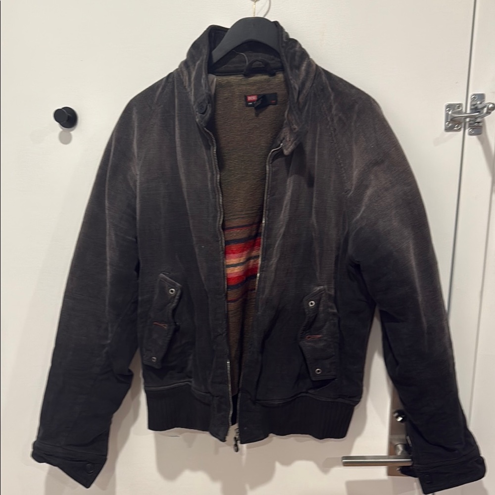 Black Bomber Jacket with Vintage Leather Texture